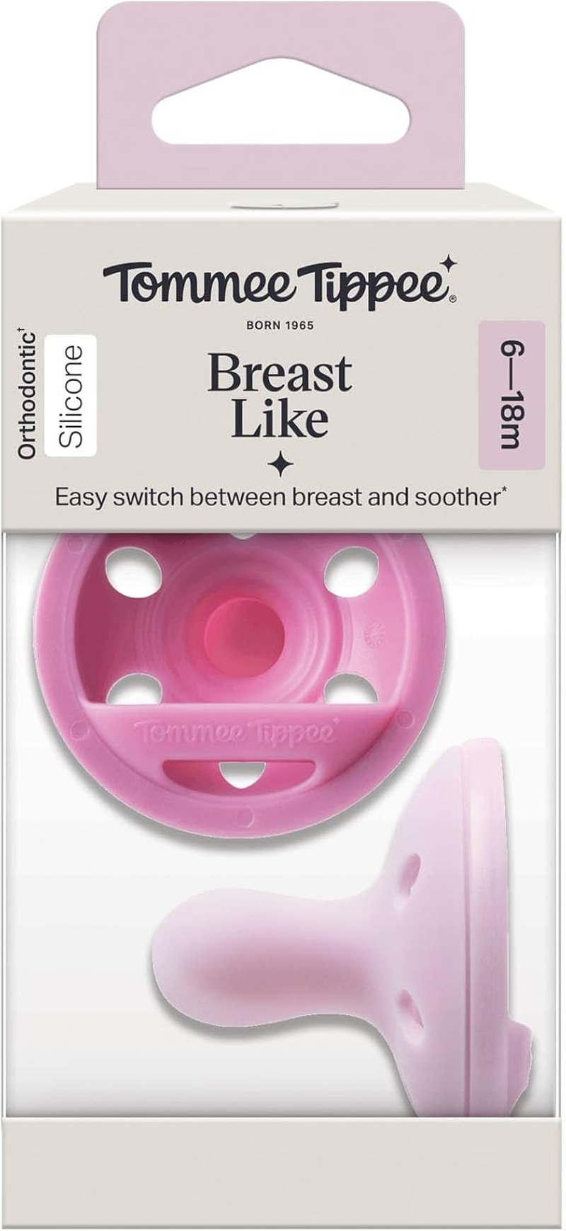 Tommee Tippee Breast-Like Soother, Lightweight, One-Piece Silicone Design, Symmetrical Teat, 6-18M, 2 Pack image number 6
