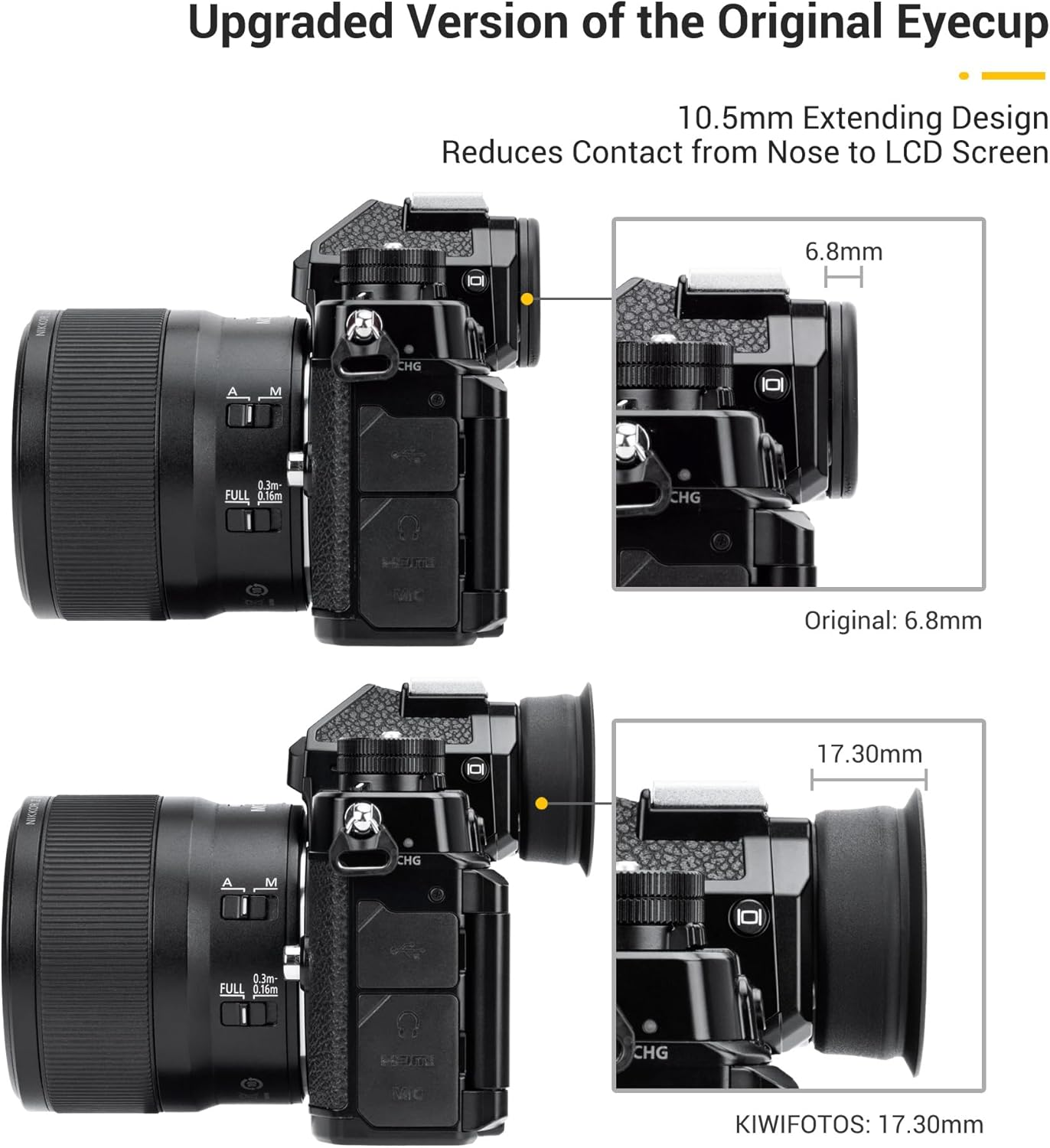 Kiwifotos DK-33 Extended Camera Eyecup Eyepiece for Nikon Z9 Z8 Z F Zf Camera, Soft Long Camera Viewfinder for Nikon Z F Replaces Nikon DK-33 Eye Cup