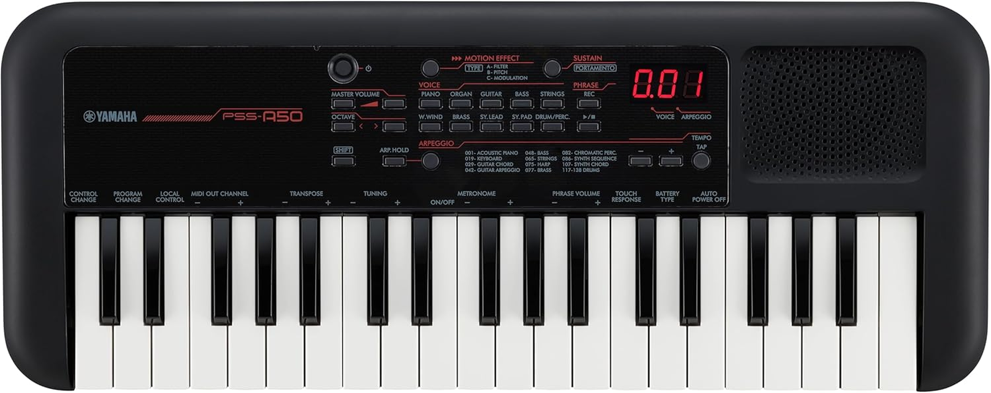 Yamaha PSS-A50 - Portable, Digital Keyboard with Phrase Recording, 42 Built-In Voices and 138 Arpeggio Types with a Lightweight Design, in Black image number 1