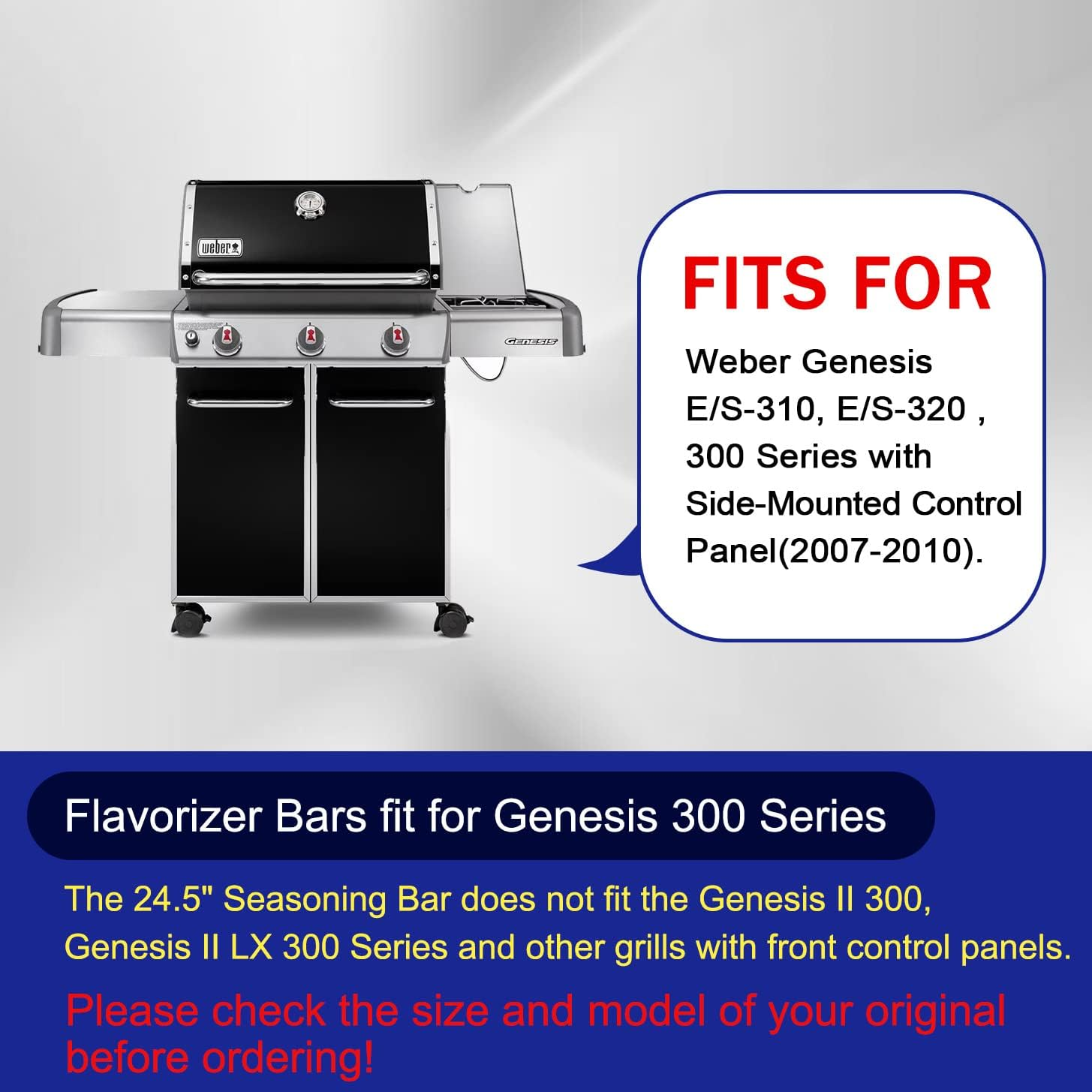 GGC 24.5" Flavorizer Bars for Weber Genesis 300 310 E310 320 Grills with Side-Controls,Set of 5 Stainless Steel Flavor Bars for Weber 7539,7540（24.5" L X 2.2" W X 2.3" H） image number 3