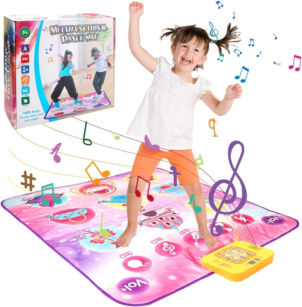 AUTOWT Musical Mat for Kids - Princess Themed Dance Play Mat, Educational Learning Musical Sensory Toys - Girls Birthday Gifts (Pink) image number 5