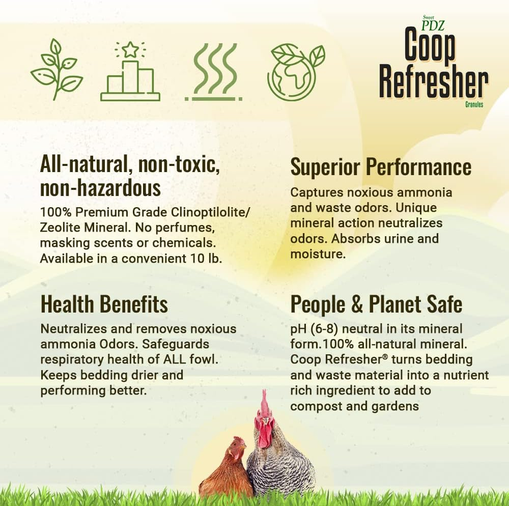 Coop Refresher - Zeolite Odor Eliminator - Essential Chicken Coop Accessory - 10 Lbs image number 2