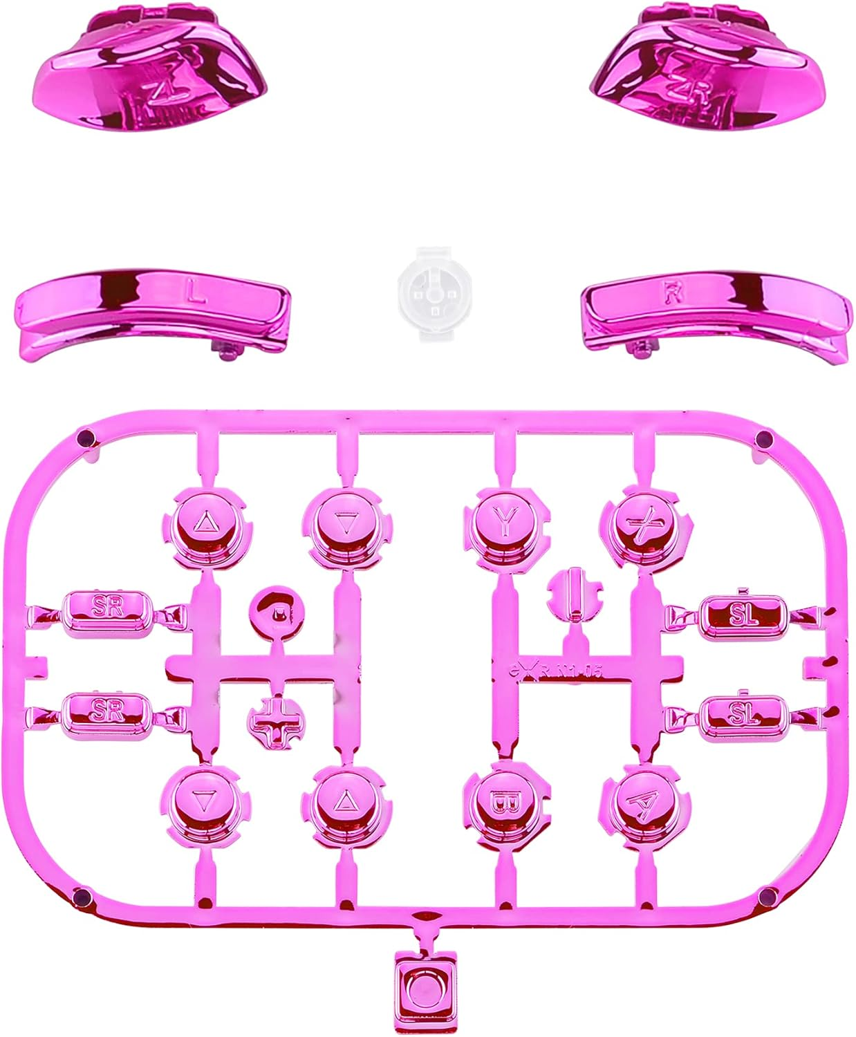 Extremerate Chrome Pink Glossy Replacement ABXY Direction Keys SR SL L R ZR ZL Trigger Buttons Springs, Full Set Buttons Fix Kits with Tools for Nintendo Switch Joy-Con - Joycon Shell NOT Included image number 2