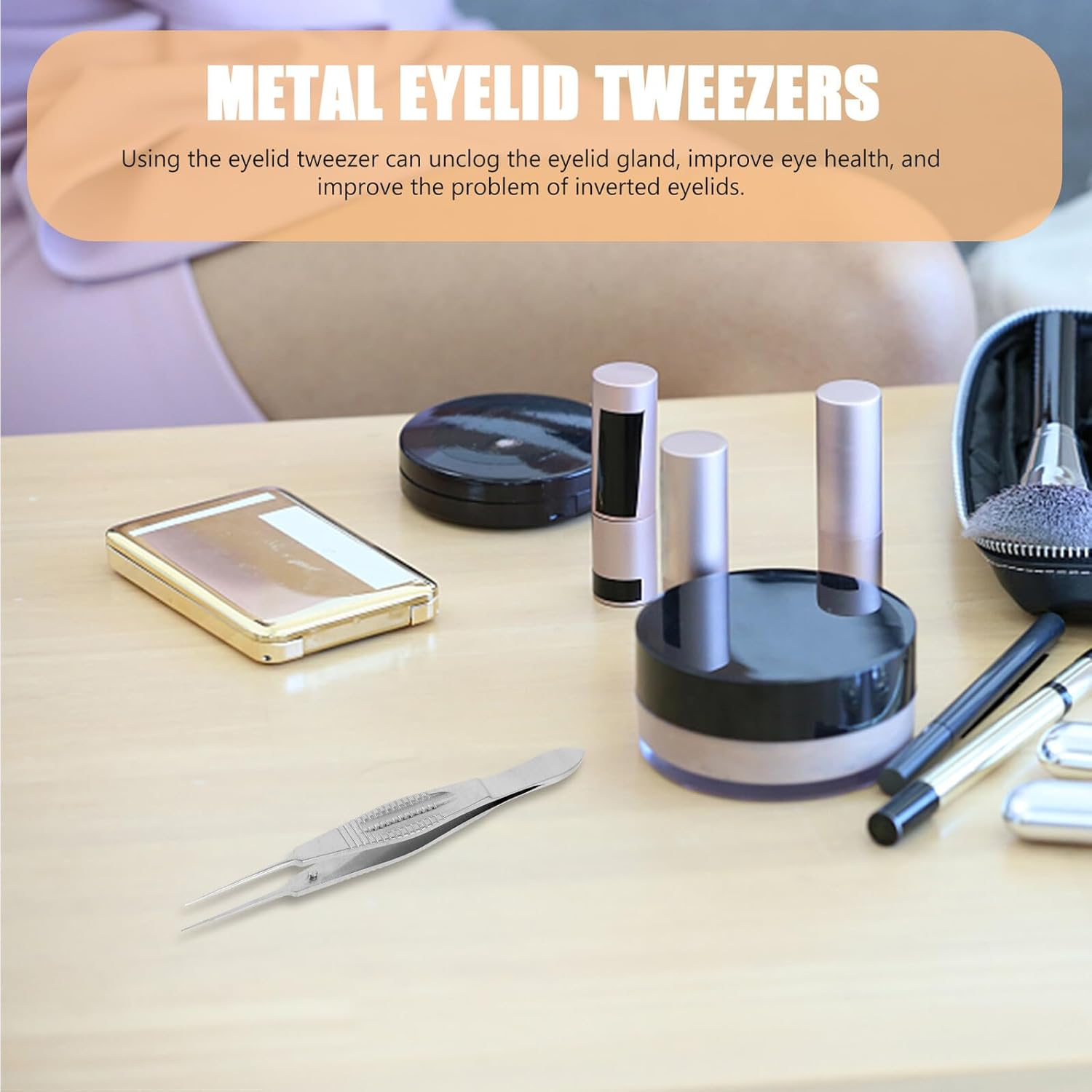 CONGARTENO Steel Eyelid Massage Tweezers Meibomian Gland Expressor Forceps for Unclogging Glands and Inverted Eyelids Smooth Edges for Clinic and Home Use image number 5