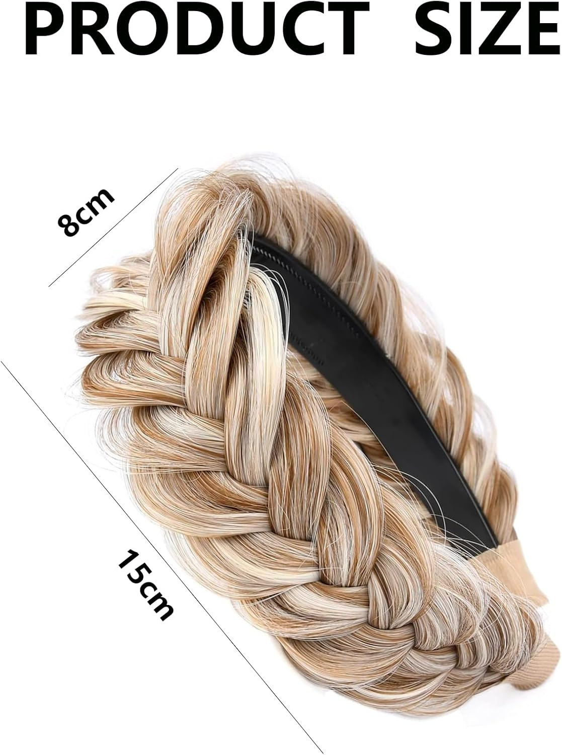 Weenwill Hair Braid Headband,Messy Wide 2 Strands Fishtail Braided Plaited Headband Fluffy Braid Wig Hairbands for Women and Girls image number 4