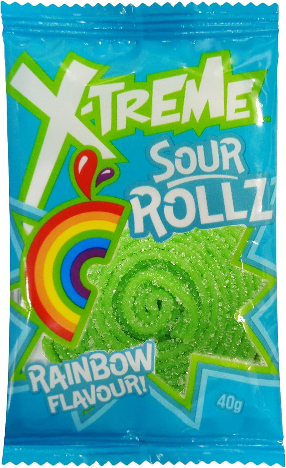 Universal Candy Xtreme Rollz Rainbow 40 G (Pack of 24)