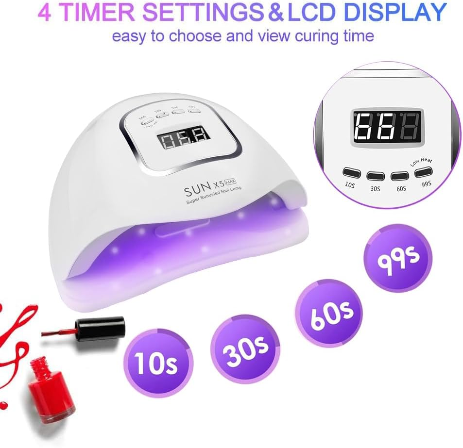 UV Nail Lamp, Professional 150W UV LED Nail Dryer for Gel Polish, Ultra Fast Gel Nail Dryer 45 LED UV Curing Lamp for Nail Curing & Gel Nail Dryer with 4 Timer Setting image number 2