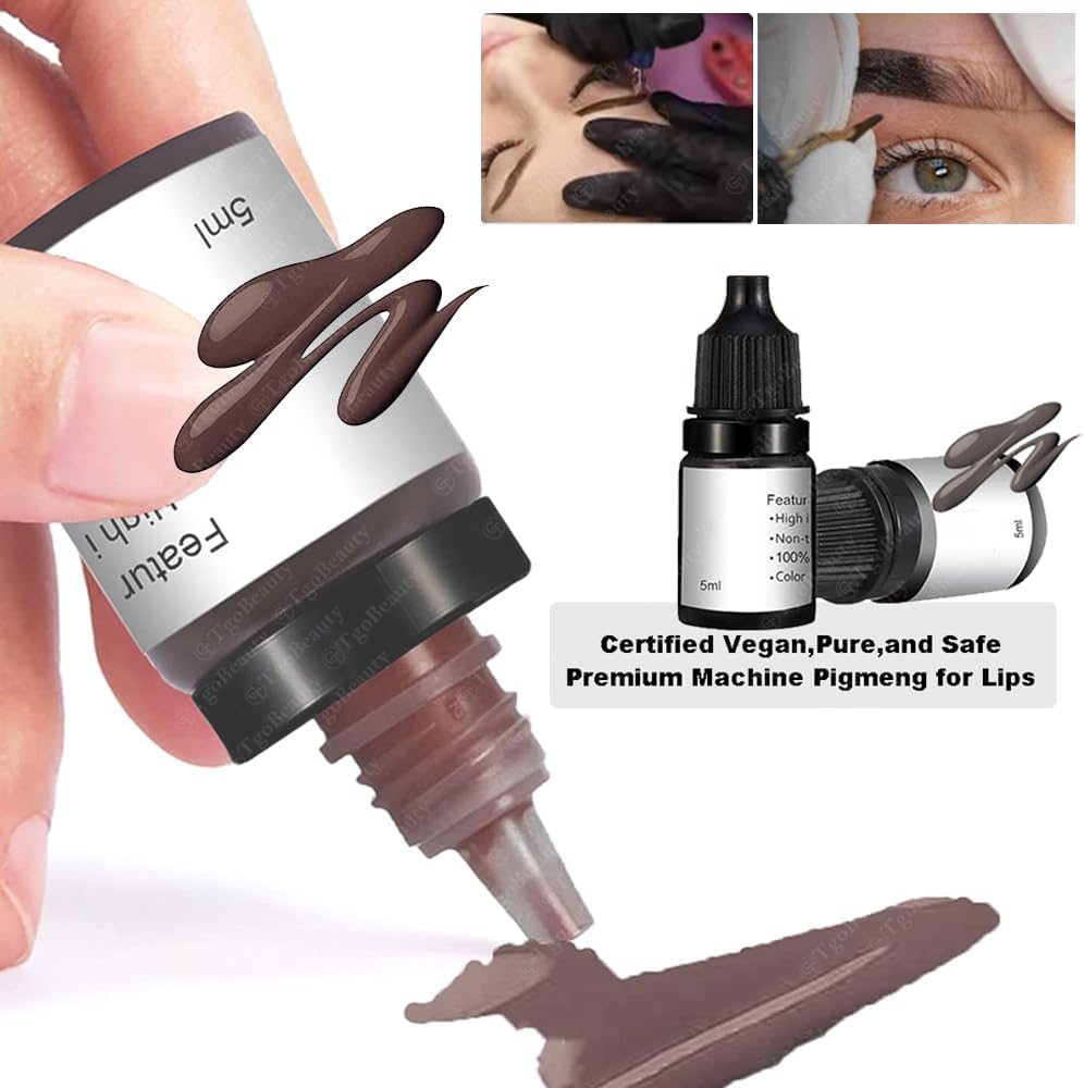 New 5Ml Permanent Makeup Pigment Ink Eyebrow Lip Microblading Tattoo Cosmetic Natural Color for Machine (Black Brown) - Black Brown image number 2