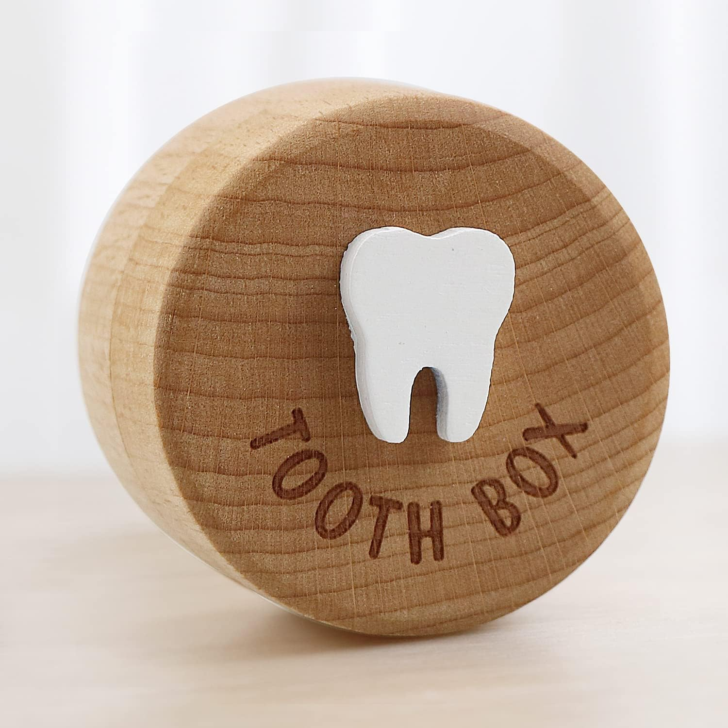 Tooth Fairy Box 3D Carved Wooden Box Souvenir Dropped Tooth Keepsake Storage Box Boy or Girl (Tooth Fairy Box)