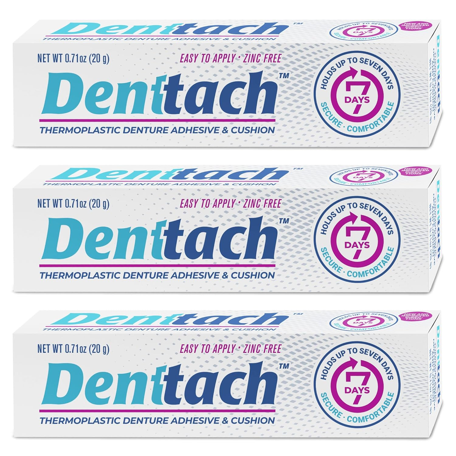 Denttach Denture Adhesive, Thermoplastic Denture Adhesive, Cushion and Reliner, Comfortable, Secure Denture Grip for up to 7 Days, Non Glue, Zinc Free, Long Holding Denture Reliner (Pack of 3) image number 3