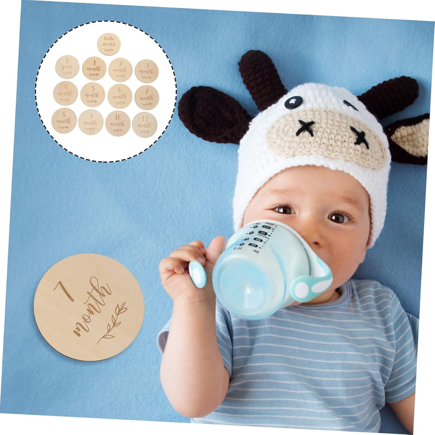 UPKOCH 13Pcs Wooden Growth Milestone Cards Monthly Announcement Cards with Natural Design for Newborn Photo Props First Year image number 3