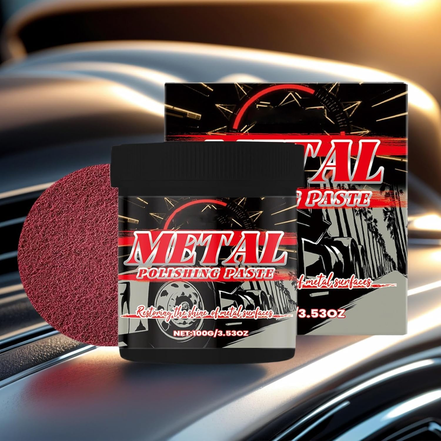 Car Chrome and Metal Polish - Metal Polish Restorer and Protectant | Automotive Maintenance Care Protectant Paste for Trucks Suvs Motorcycles Boats Wheels Bumpers Trim Door image number 3