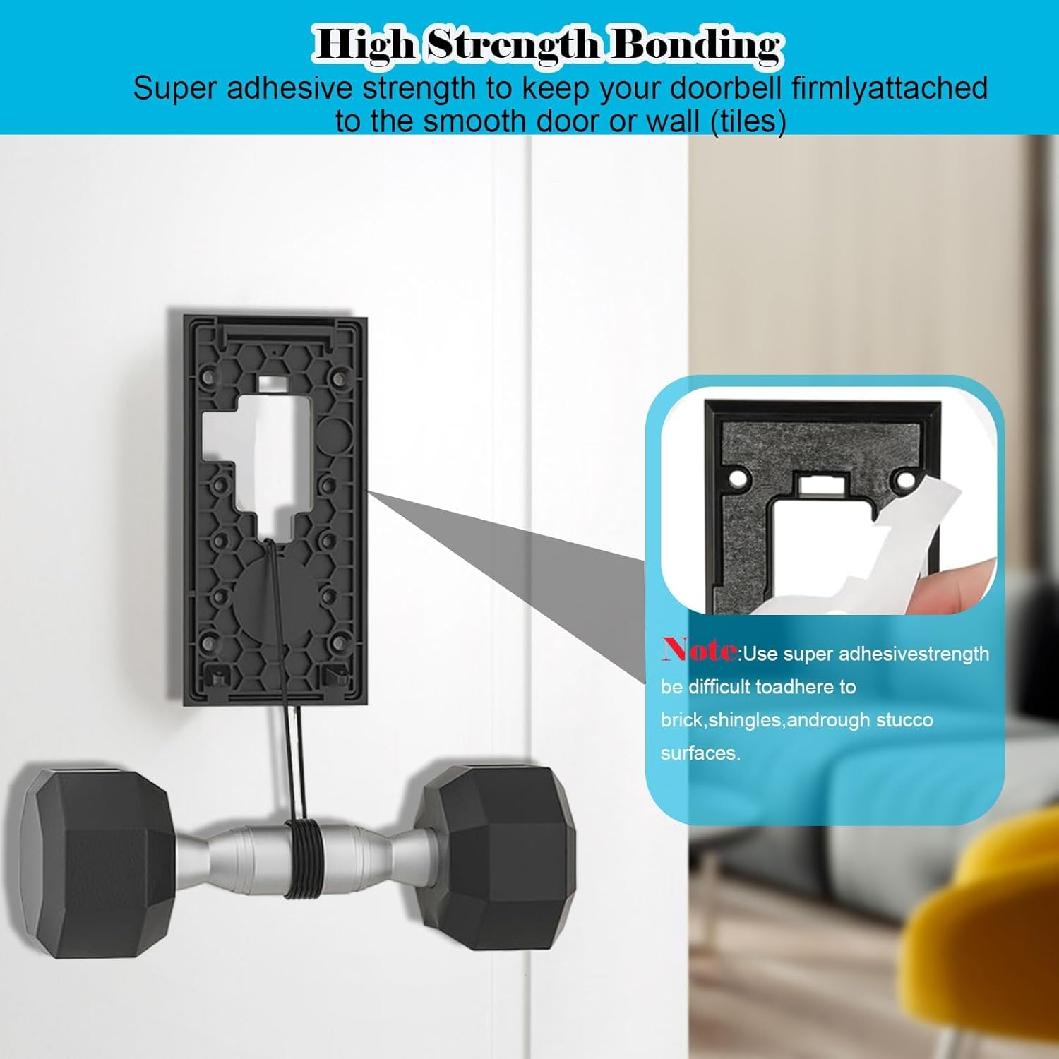 No-Drill Adhesive Holder for Ring Doorbell Mount, 1 Pcs Holder Bracket for Ring Camera Video Doorbell(2Nd Generation - 2020 Release), Bracket Accessories for Apartments Office Houses image number 4