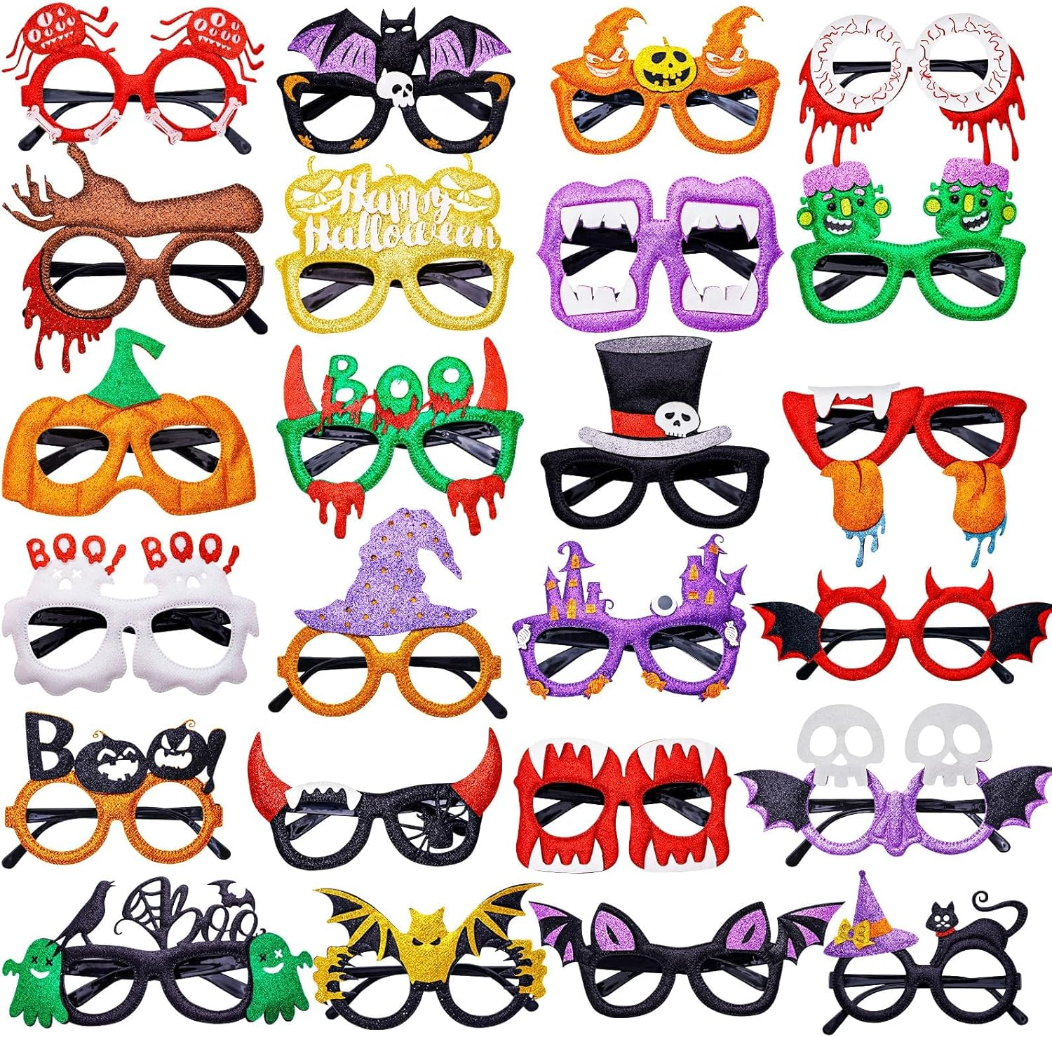 MOTYYA 24Pcs Halloween Party Glasses Bulk Glitter Party Glasses for Kids Halloween Party Favors Halloween Party Supplies Decorations image number 3