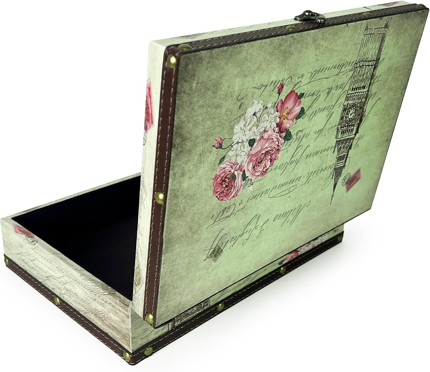 Dreamseden Wooden Decorative Storage Box, Vintage Treasure Box Letter Paper Container Keepsake Case for Gifts Home Decorations image number 6