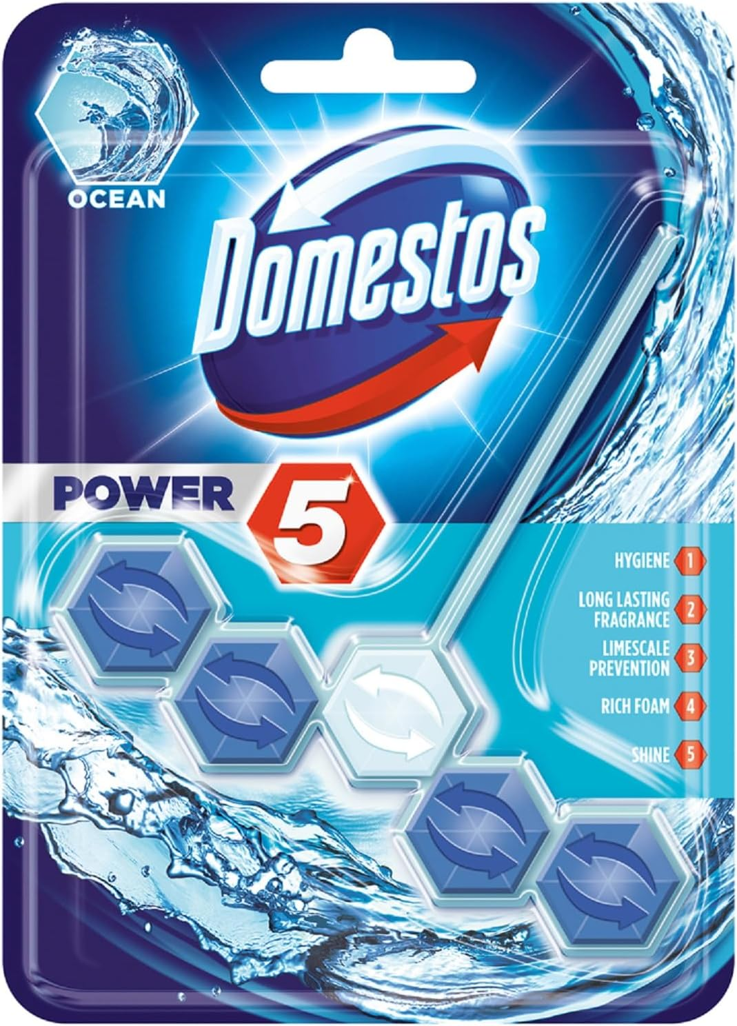 Domestos Power 5 Chlorine Toilet Block 55 G image number 2