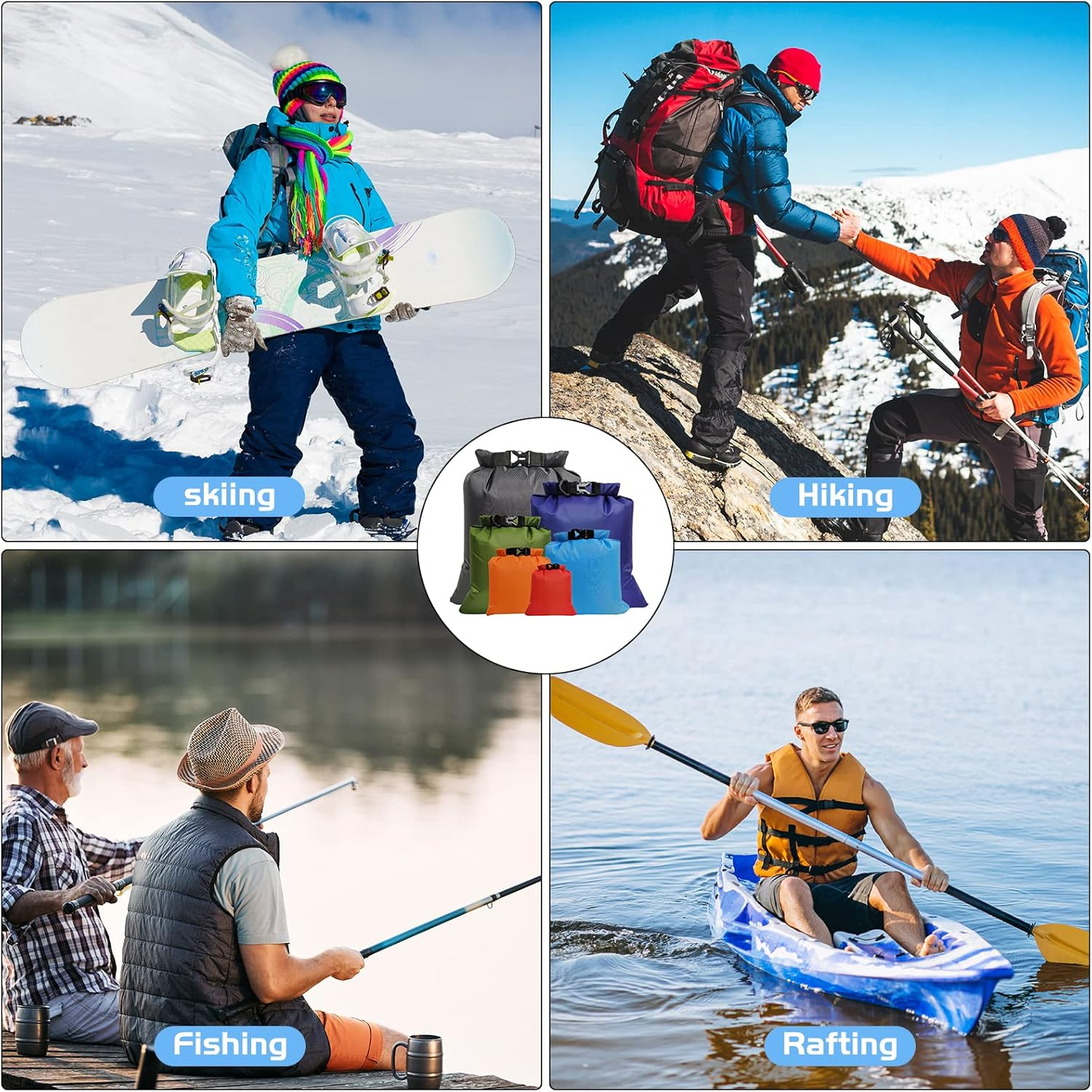 8 Pack Waterproof Dry Bag Set, Outdoor Sacks Keep Gear Dry for Hiking, Backpacking, Kayaking, Swimming, Boating, Camping, Water Proof Bag Eight Sizes and Colors image number 4