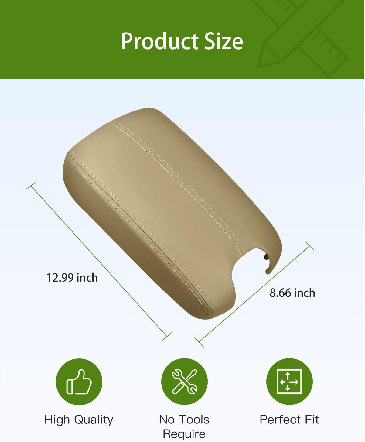 UMISHI Center Console Armrest Cover for 2008 2009 2010 2011 2012 Honda Accord Auto Leather Suture Console Lid Cover Replacement (Beige) image number 7