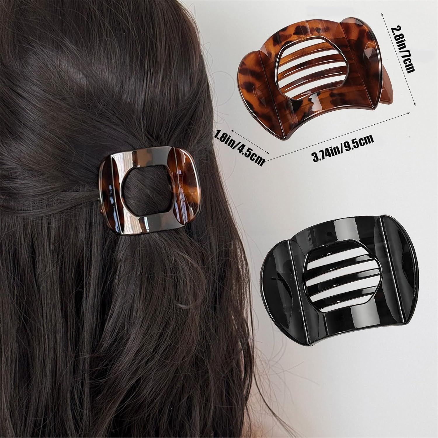 MYTOAU 2 PCS Claw Clips Flat Hair Clips for Women Large Hair Clips Flat Claw Clips for Women Duckbill Hair Clips Cute Hair Accessories for Women Girls for Styling Thick Thin Hair Barrettes Pins image number 6