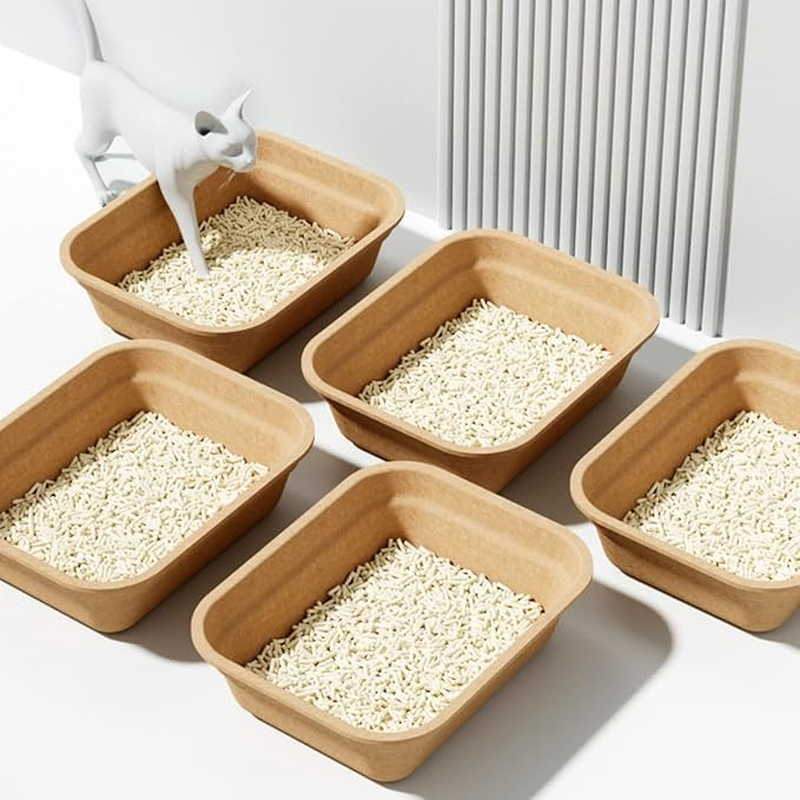 Disposable Cat Litter Boxes, Paper Tray, 10 Pack, Indoor Outdoor Travel image number 2