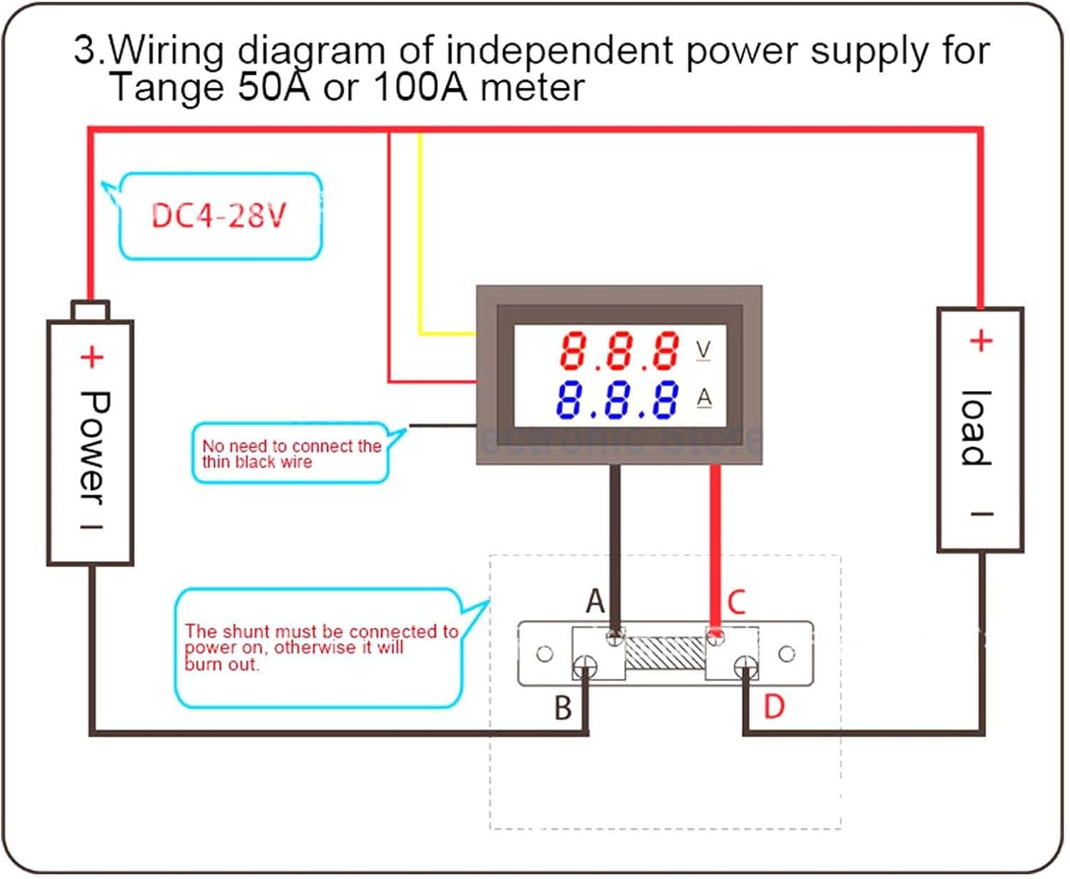 Digital Voltmeter Ammeter LED, Voltage Current Meter for Batteries, Motors, Solar Panels, 0.0-100V Measurement Range (10A) image number 1
