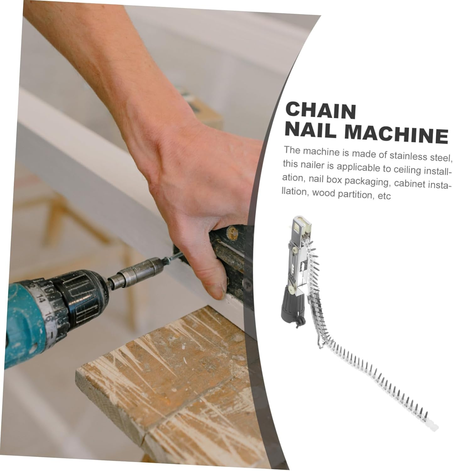 Lithium Battery Chain Screw with Screws Chain Nail Adapter for Woodworking Power Tool Suitable for Home and Workshop Use image number 6