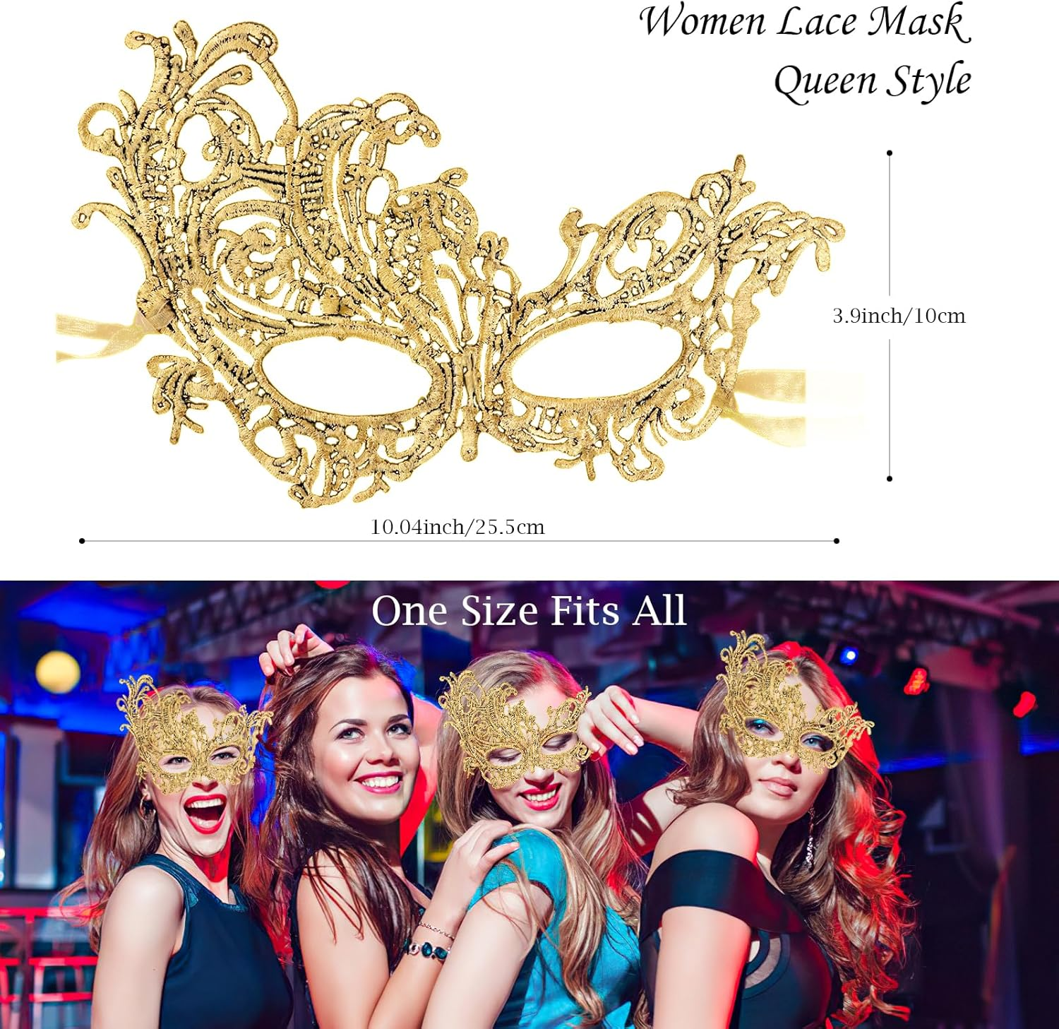 Exlinonline Lace Masquerade Mask Elastic,Fit for Adult,Soft Gentle Material,Specially for Costume,Thememed Party image number 3