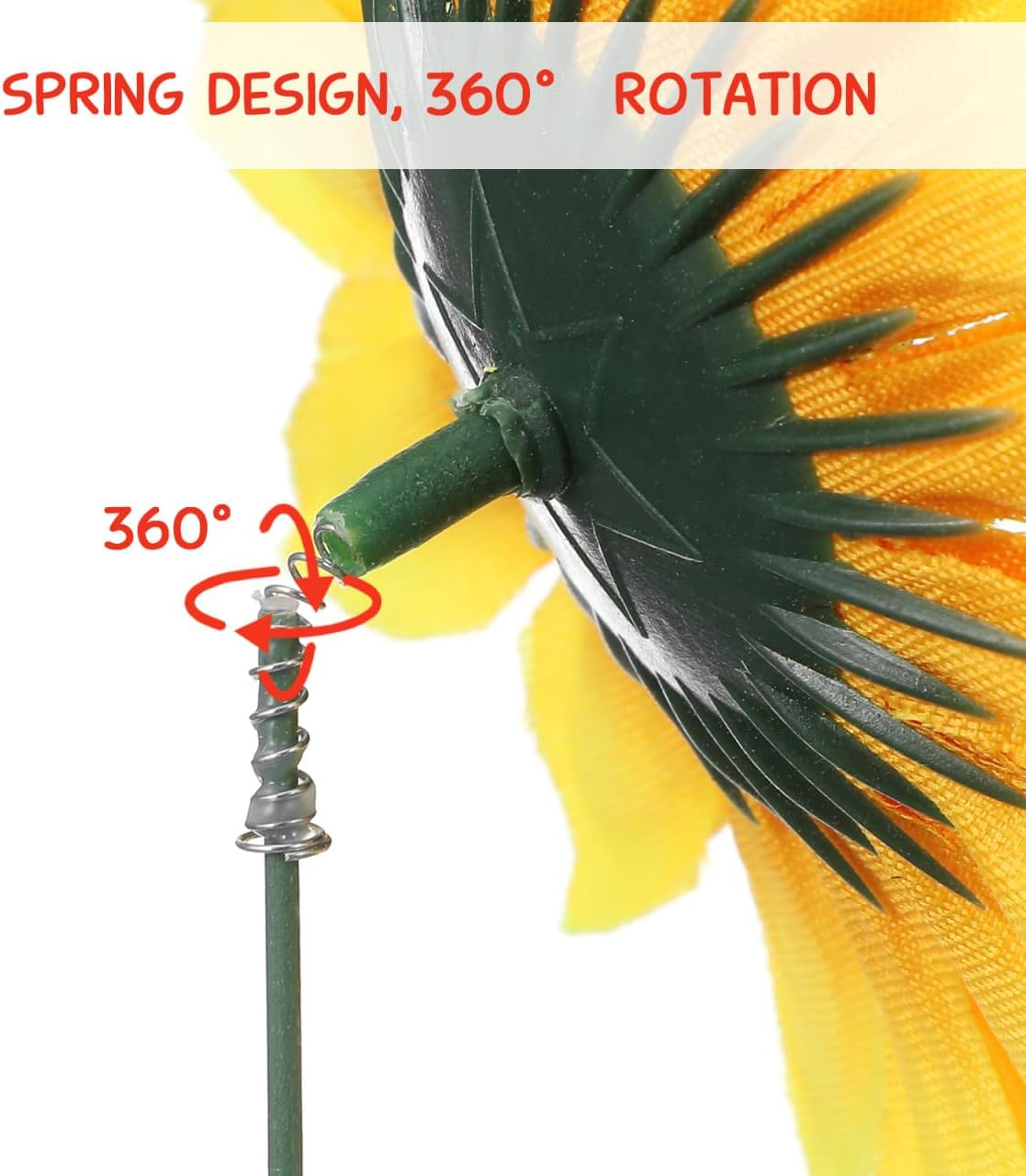 VILLCASE Sunflower Garden Stakes, Flower Yard Art Decor Outdoor Flower Stick, Silk Cloth Sunflowers with Metal Stake for outside Pathway Patio Yard Lawn Decor, 5Pcs image number 6