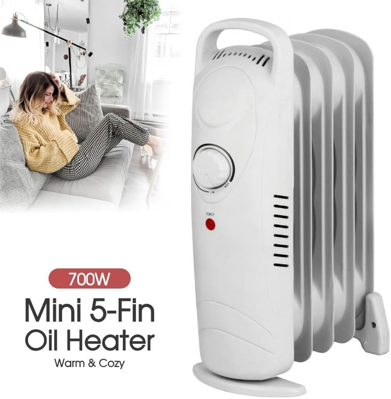 LEDON 700W Mini Oil-Filled Radiator Heater &ndash; Compact 5-Fin Plug-In Electric Heater for Home, Office & Bedroom | Quiet Energy-Efficient 240V Space Warmer | Portable Personal Heating Solution image number 4