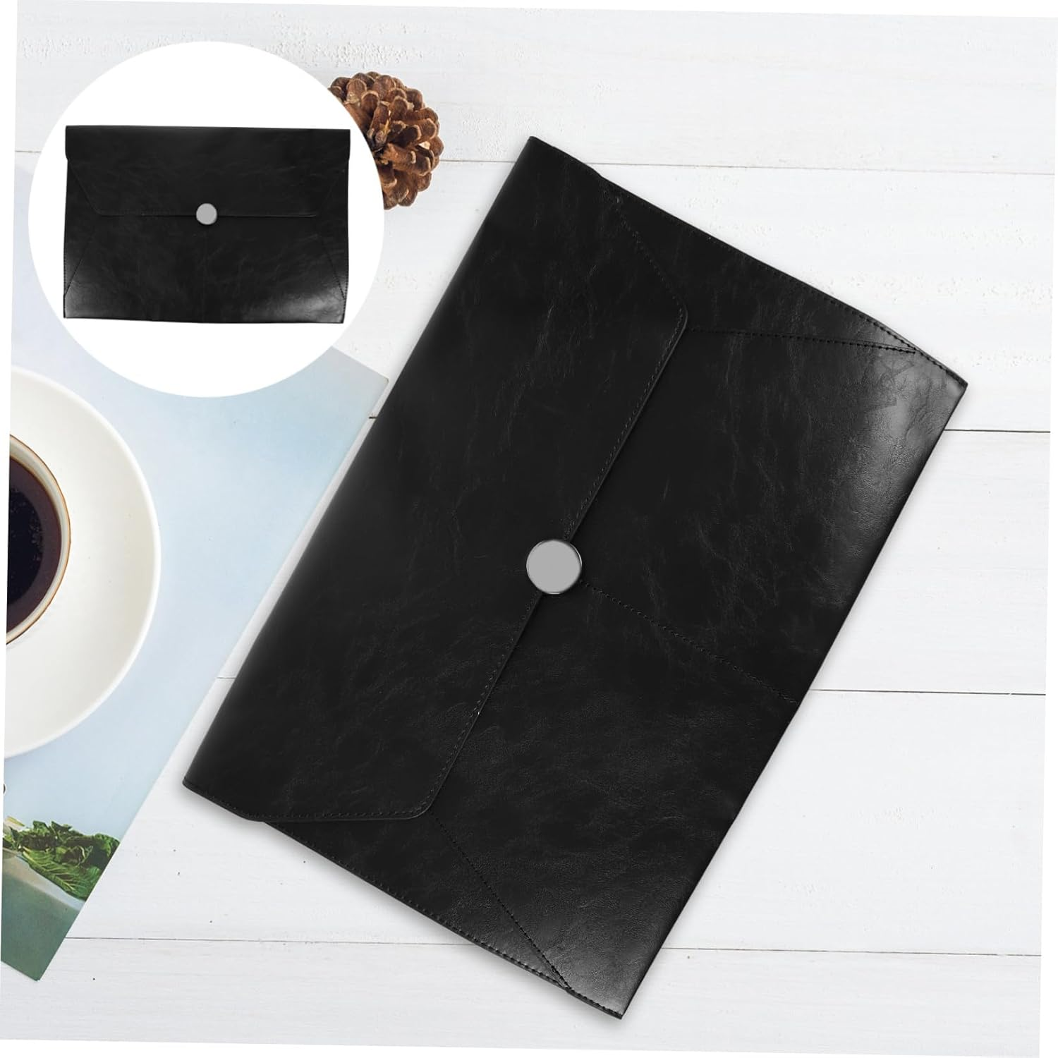 COOPHYA Large Capacity Leather Document Folder File Organizer Bag for Travel and Office Storage image number 3