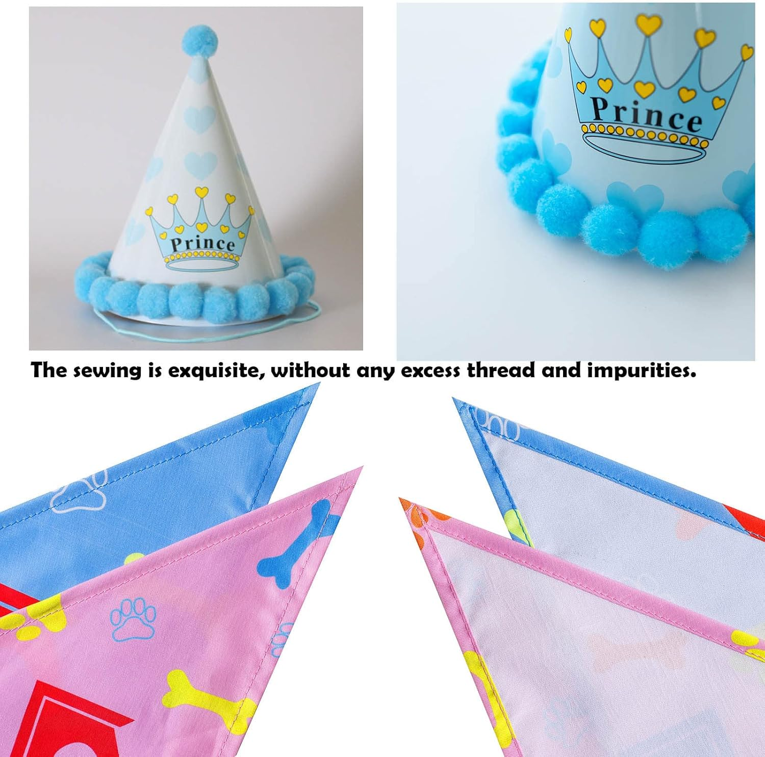 Dog Birthday Bandana and Hat Kit,Triangle Dogs Scarf with Birthday Boy/Girl Decorations,Puppy Birthday Cake Outfit Gift Pet Party Supplies Accessories (Pink) image number 4