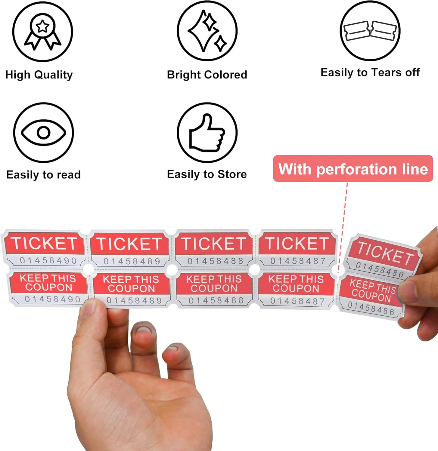 L LIKED 500 Red Double Raffle Tickets 50/50 Tickets for a Raffle or Drawing image number 1