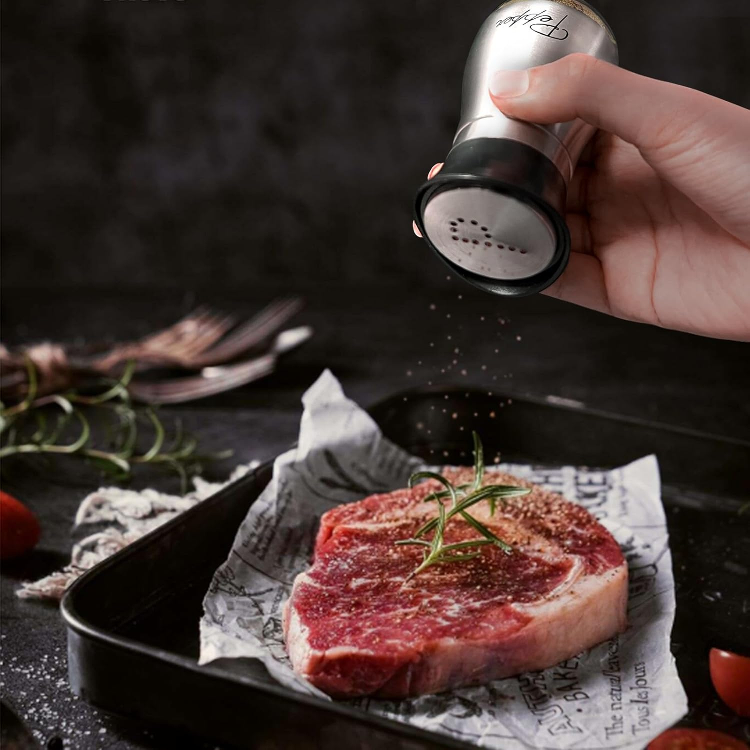 Salt and Pepper Shakers Set,2 PCS Premium Stainless Steel Salt and Pepper Shakers Set image number 6