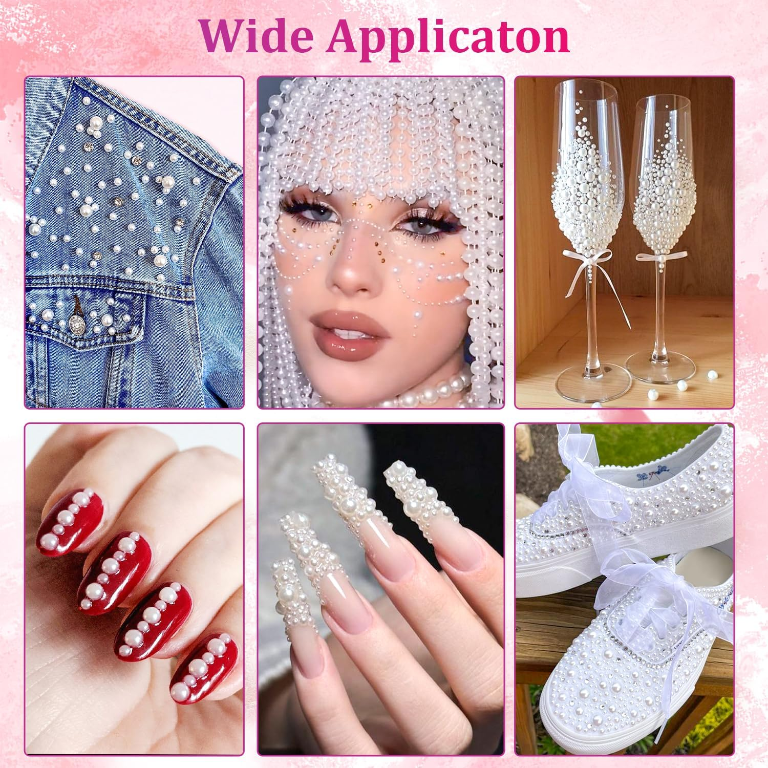 Belleboost Flat Back Pearls Kits 2 Boxes of Flatback White Half round Pearls with Pickup Pencil and Tweezer for Home DIY and Professional Nail Art, Face Makeup and Craft