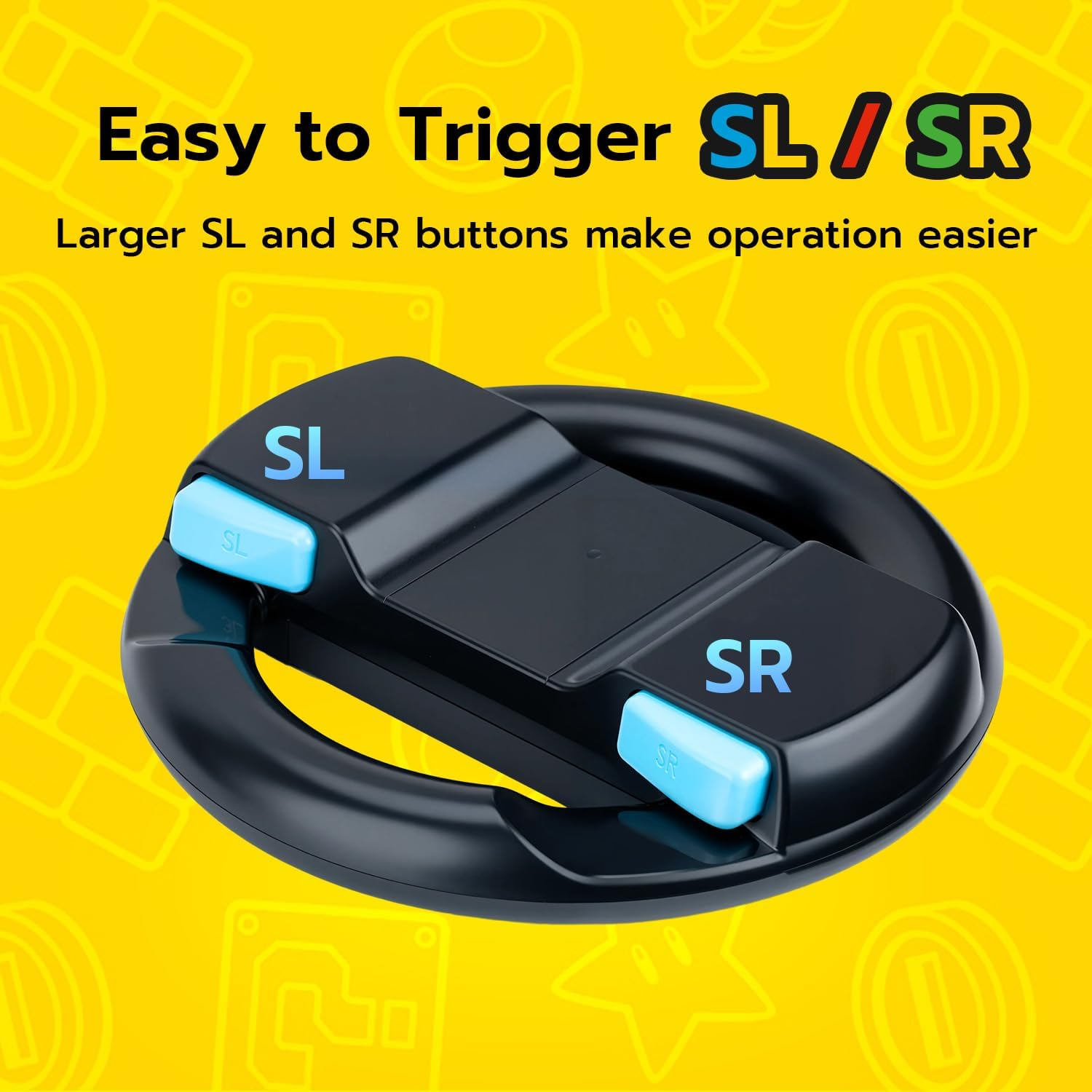 Mcbazel Steering Wheels for N-Switch2 Joy Con - Racing Controller Accessories with Ergonomic Grip & L/R Triggers, Easy Install for Mario Kart, Family Gaming Compatible with All Switch 2 Games(2-Pack)