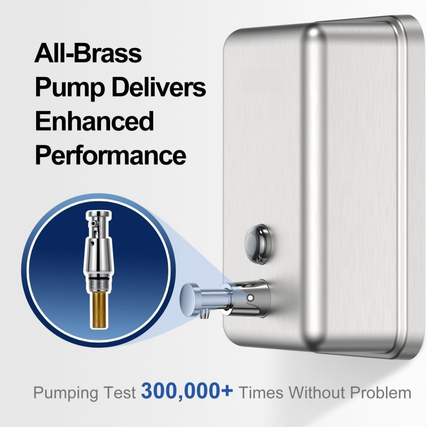 Commercial Soap Dispenser Wall Mount Stainless Steel Manual Pump Liquid Rust-Proof Leak Free for Bathroom Restaurant 500Ml/17Oz (Silver) image number 5