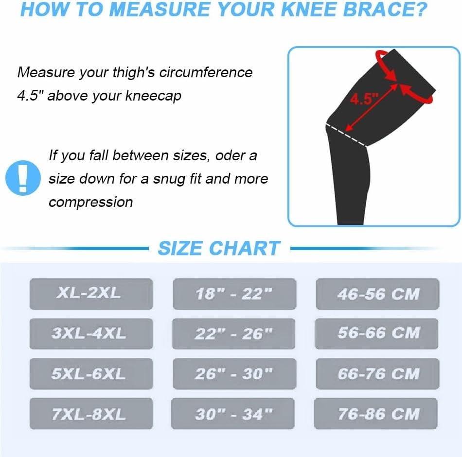 Knee Pad the plus Size Knee Pad Is Suitable for Knee Pain, with a Large Adjustable Knee Support Strap and Side Stabilizer, Suitable for Arthritis Pain, Meniscus Tear, ACL, LCL, Injury Recovery, and Pain Relief - Suitable for Both Women and Men. (Black, 3XL/4XL) image number 3