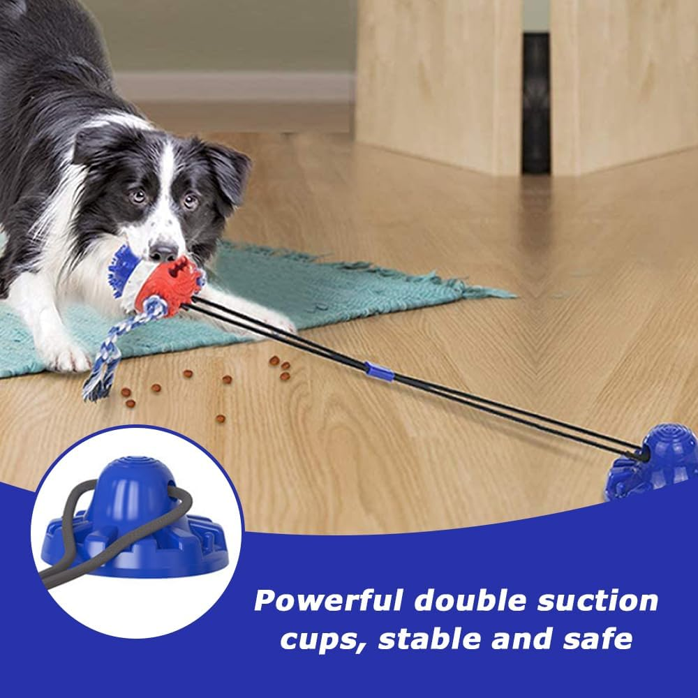 Tug and Pull Dog Toy with Suction Cup, Dog Puzzle Toys, Portable Interactive Dog Toys, Dog Chew Toys for Aggressive Chewers (Blue image number 1