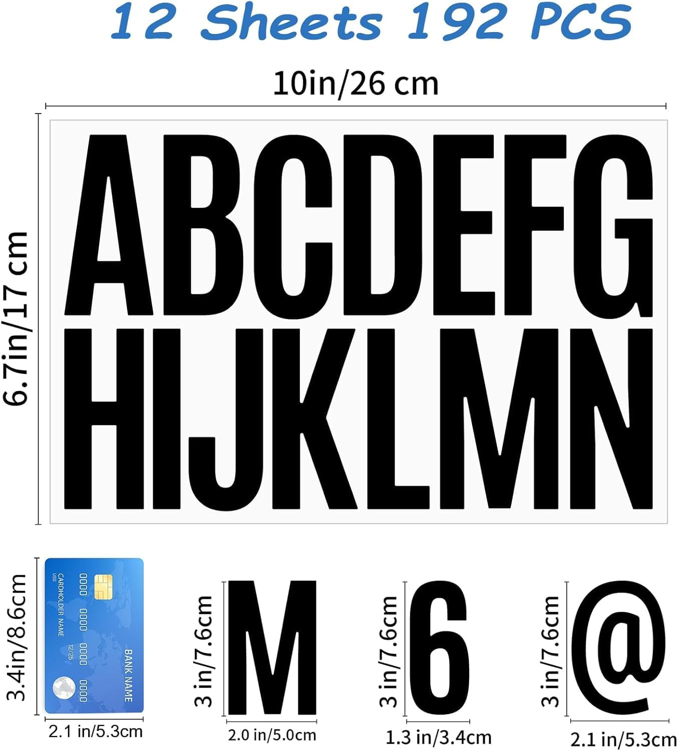 12 Sheets Vinyl Letter Stickers 192 Pcs Mailbox Letters and Numbers for outside Self Adhesive Mailbox Number Sticker Waterproof Alphabet Sticker for Signs Car Door House Address Number (Black, 3 Inch) - White image number 6