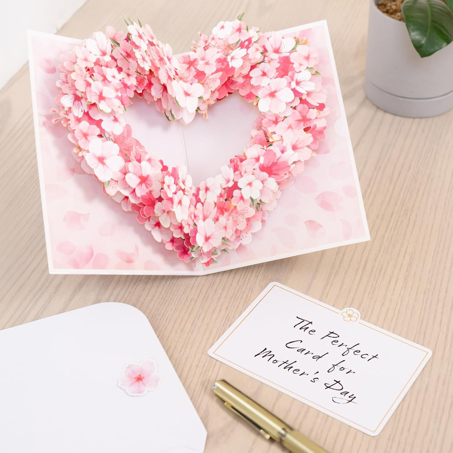 3D Pop-Up Sakura Heart Card with Slide-Out Message Note &ndash; Handcrafted Floral Design &ndash; Perfect for Mother&rsquo;S Day, Anniversaries, Birthdays, and More &ndash; Designed in Japan image number 3