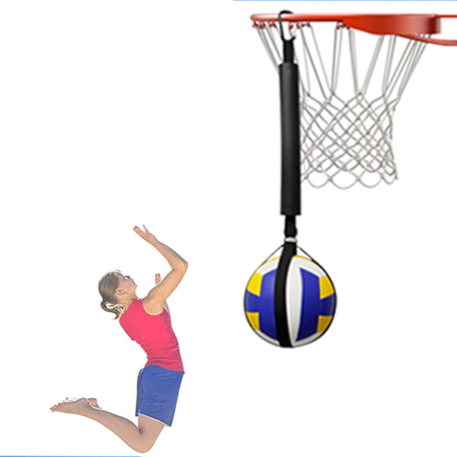 JDFHFGB Volleyball Spike Trainer, Adjustable Solo Training System for Serving, Spiking & Jumping Practice, Improves Arm Swing Mechanics & Power,Portable Volleyball Aid for Players & Coaches image number 4