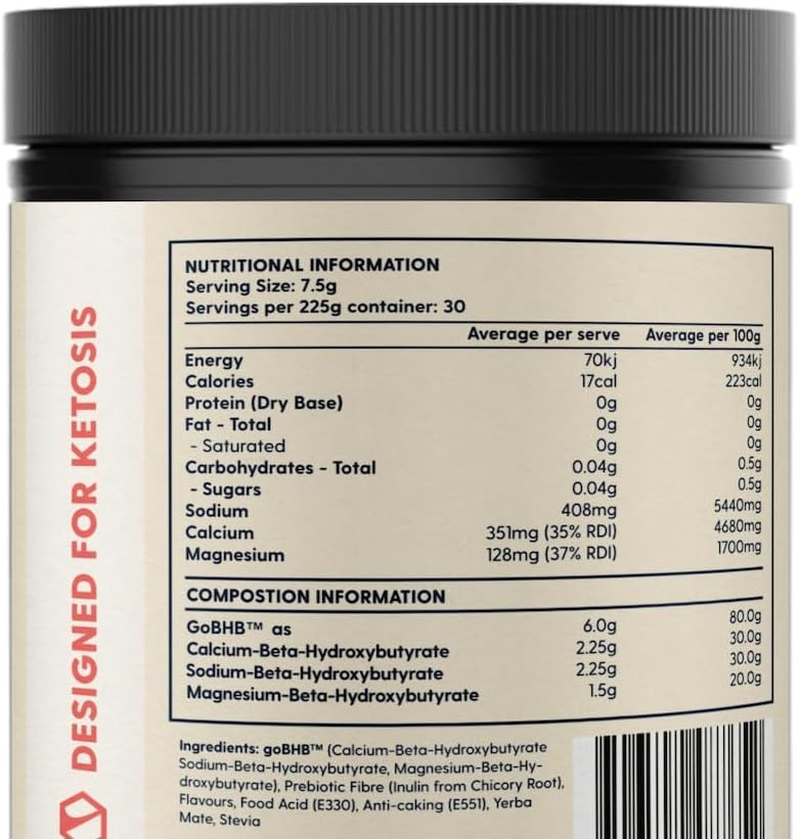 Ketao Keto Activate Powder 225G &ndash; Exogenous Ketones + Yerba Mate | Vegan Keto BHB Powder for Focus, Energy & Craving Control | Low Carb | Made in Australia | Peach Mango image number 1