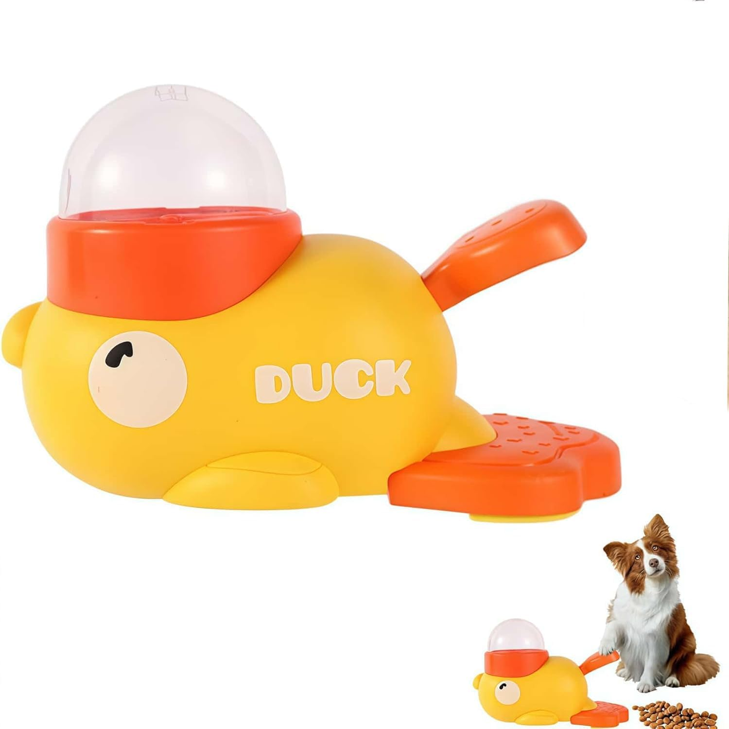 2-In-1 Interactive Dog Slow Feeder Puzzle Toy, Duck-Shaped Pets Food Dispenser with 3 Size Food Outlet Dog Treat Dispensing for Healthy Eating (Yellow) image number 3