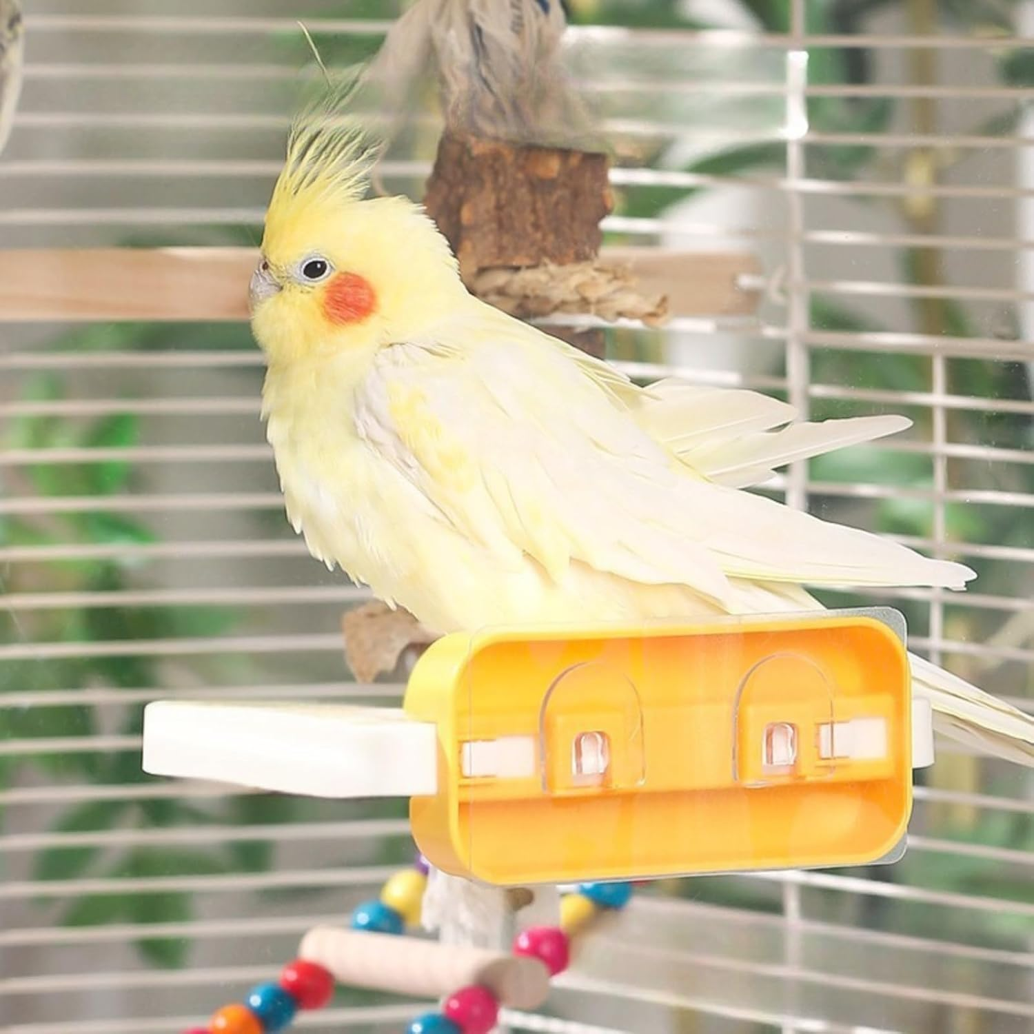 Bird Platform, 2 PCS Plastics Bird Perches Playground Cage Accessories for Parrot, Conure, Parakeet, Budgie, Cockatiel, Hamster, Chinchilla (White, 2 Count (Pack of 1)) image number 2