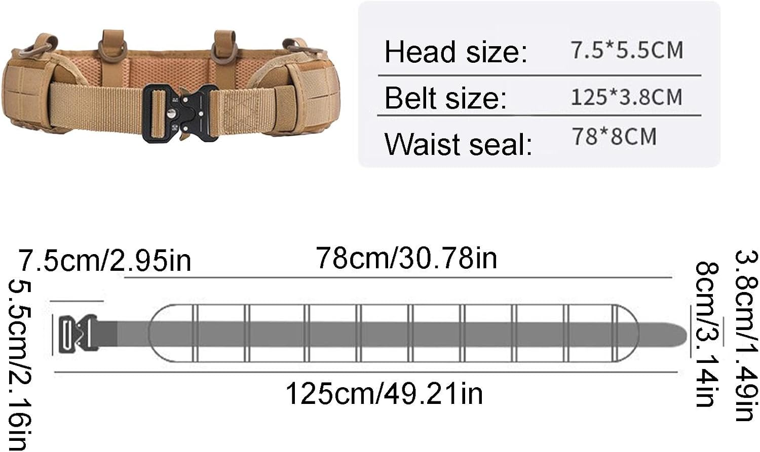 Tactics Belt | Waist Belt for Security Guard | Outdoor Multifunction Tactics Belt | Security Duty Utility Belt | Adjustable Airsoft Utility Waist Belts with Pouches for Men and Women - Black image number 2
