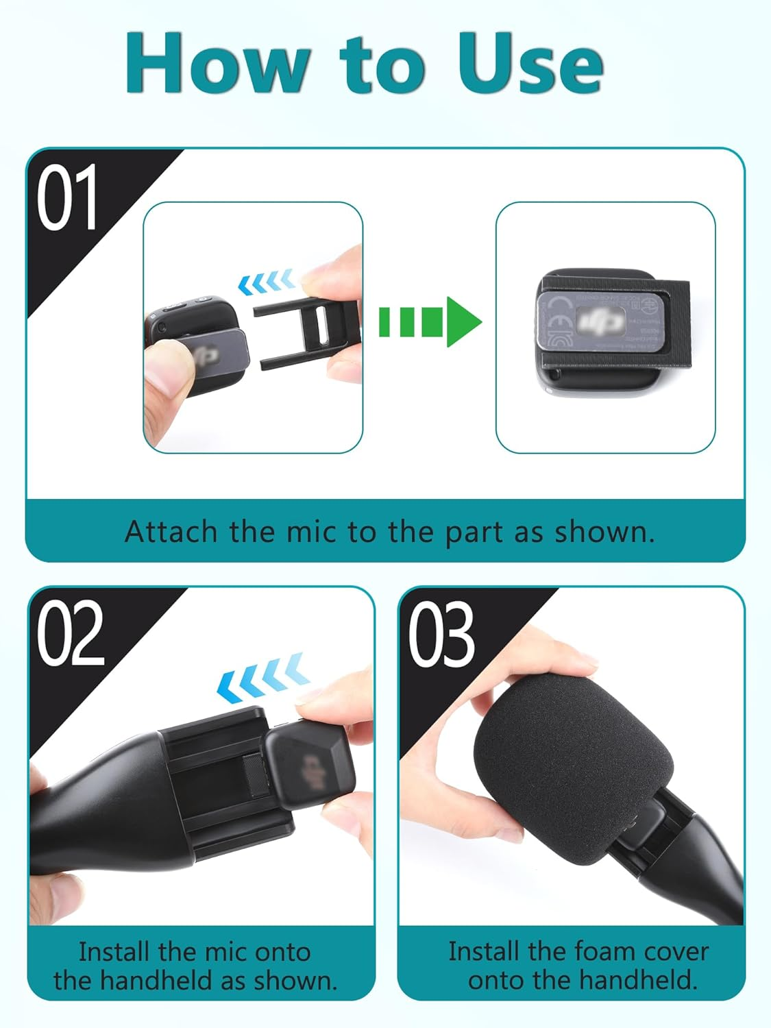 YOUSHARES Mic Holder for DJI Mic Mini, Handheld Interview Microphone Stand for DJI Mini Mic, Handle Adapter for Wireless Lavalier Microphone for Live Streaming, Vlogging, Etc image number 3