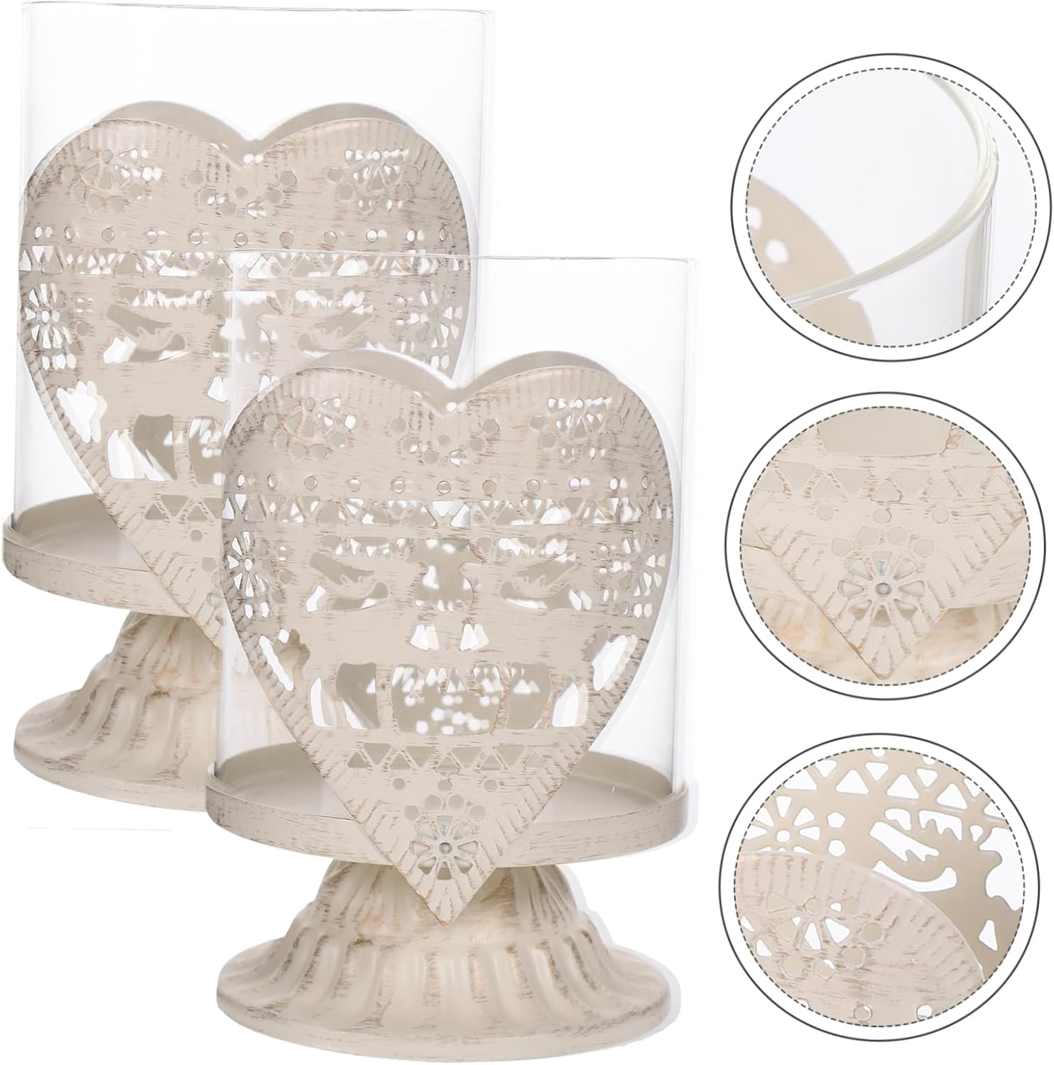 LABRIMP 2Pcs Iron and Glass Christmas Deer Ornaments Decorative Candleholder Festive Home Decor image number 5