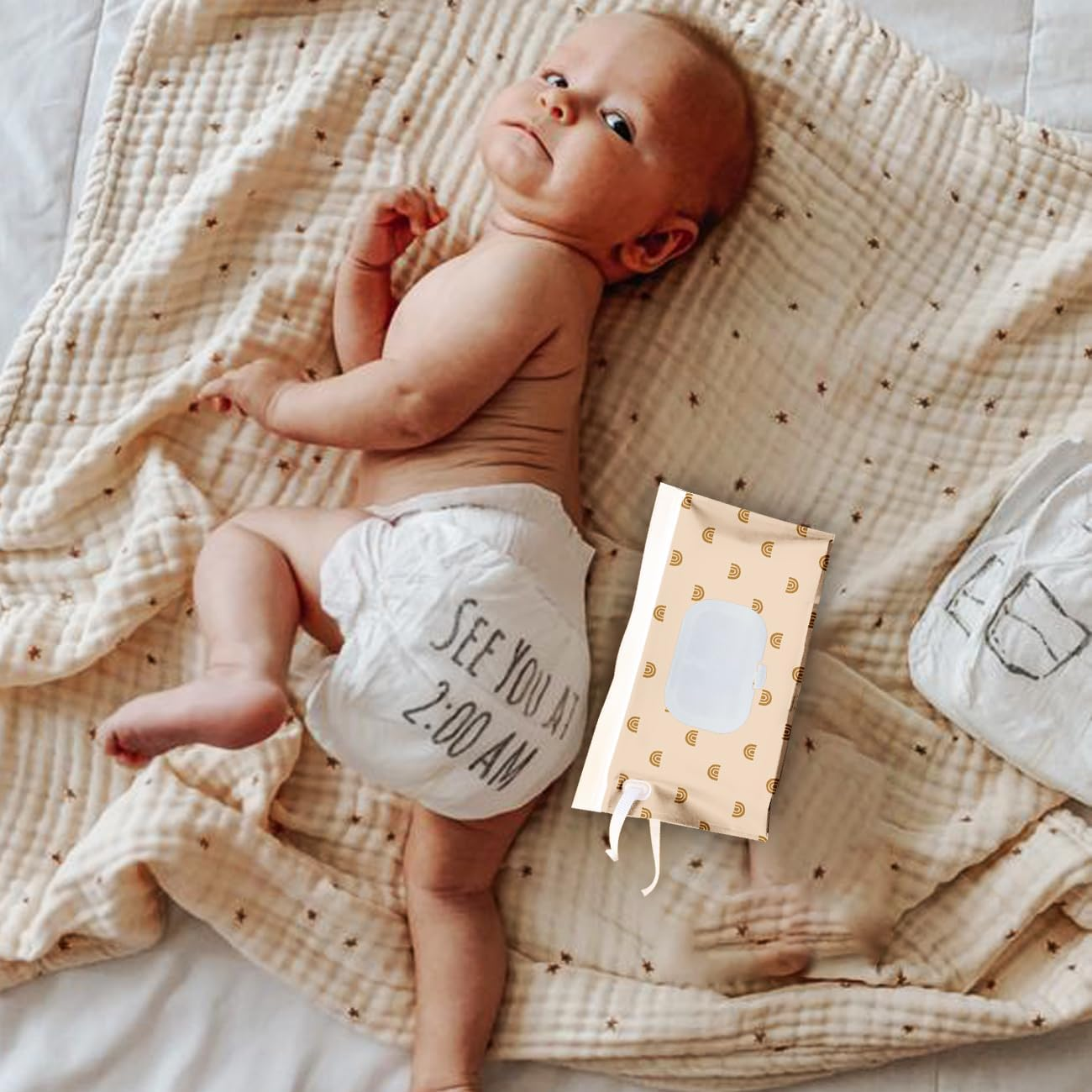 3 Pack Baby Wipes Dispenser，Baby Wipe Holder for Travel，Boho Wipes Container， Reusable Wet Wipes Pouch Portable Refillable Wipe Holder for Travel image number 2