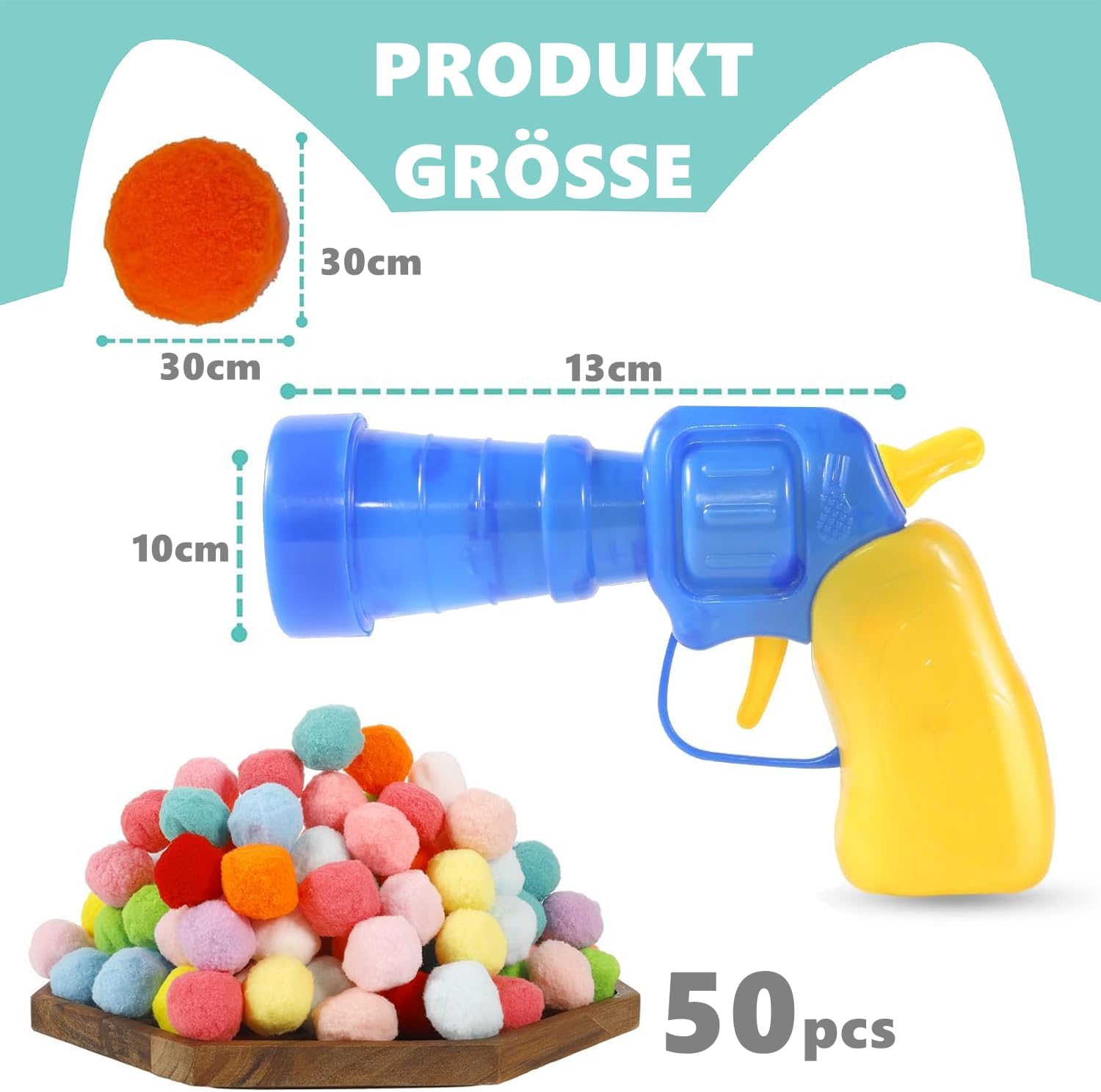 Norhogo Pack of 50 Cat Toy Balls with Cat Toy Launcher, Interactive Toy, Funny Cat Toys for Cats and Kittens, Toy for Indoor Pets, Cats, Dogs, Random Colour image number 5