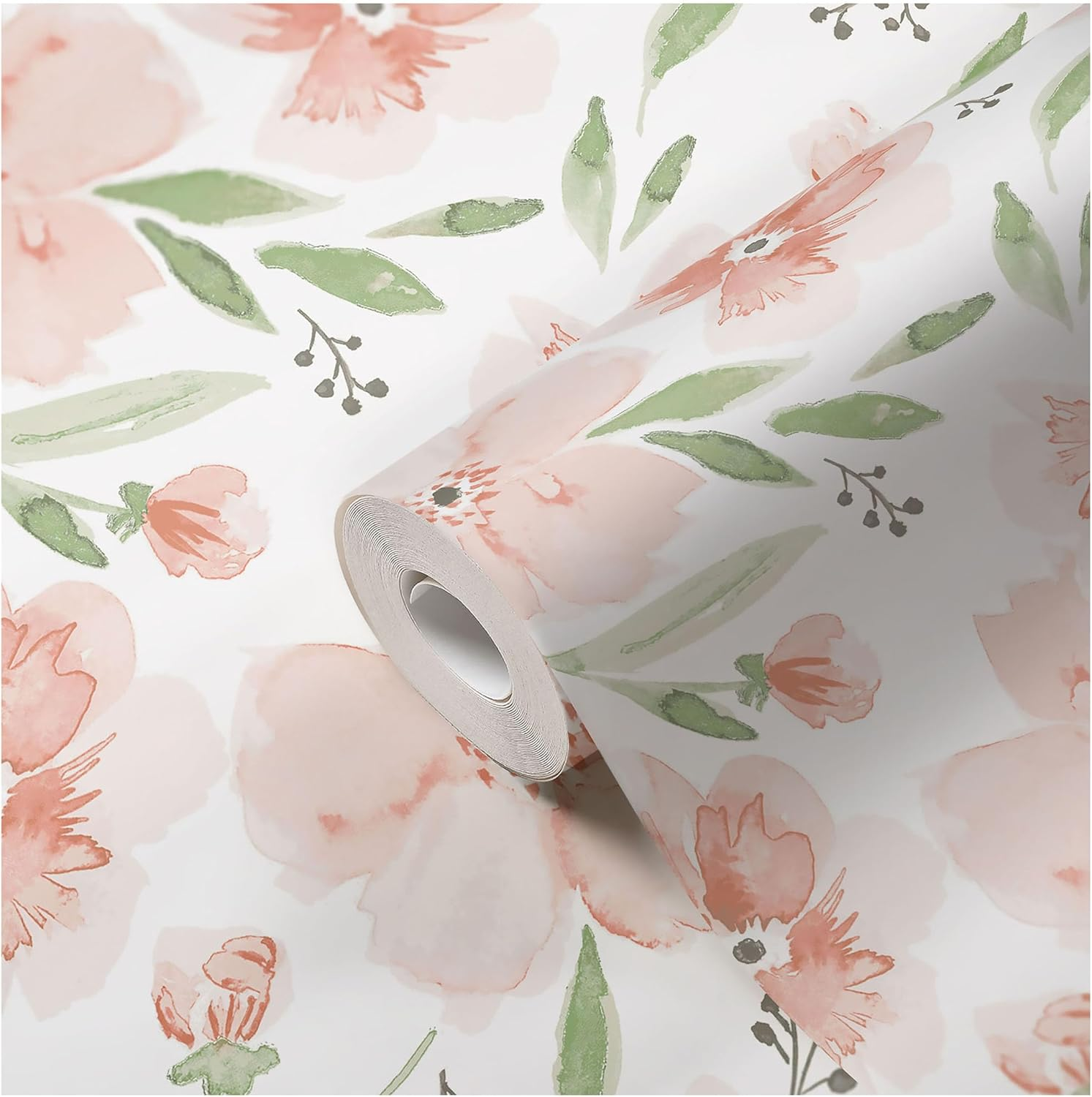 Crane Baby Floral Wallpaper for Nursery, Removable Wallpaper for Boys and Girls, Pink Floral, 20.87&rdquo;W X 270" H
